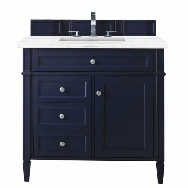 James Martin Vanities Brittany 36in Single Vanity, Victory Blue w/ 3 CM Carrara Marble Top 650-V36-VBL-3CAR